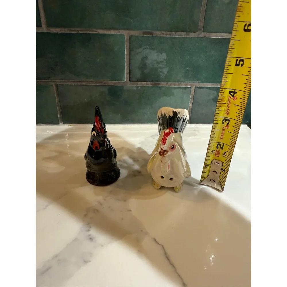Vintage ceramic American Atelier rooster and hen salt and pepper shakers